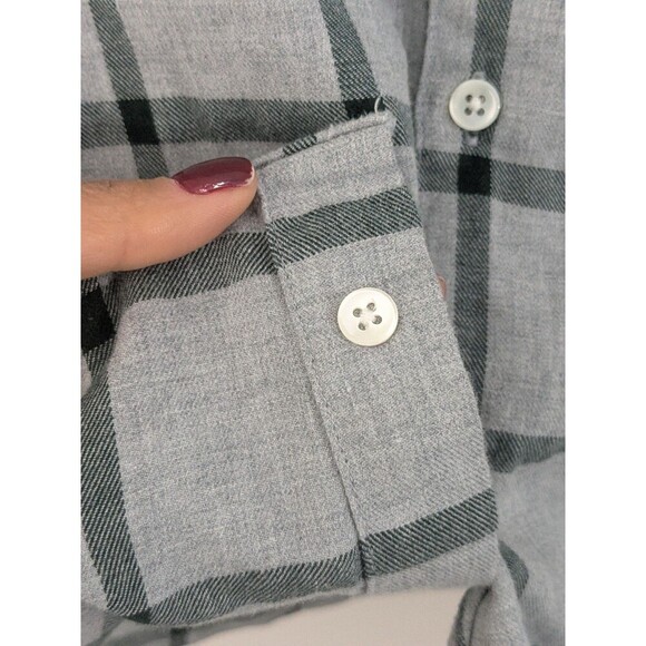 Steven Alan Shirt Mens Sz M Button Up Gray Plaid Pocket Flannel Made USA Light - Picture 7 of 11